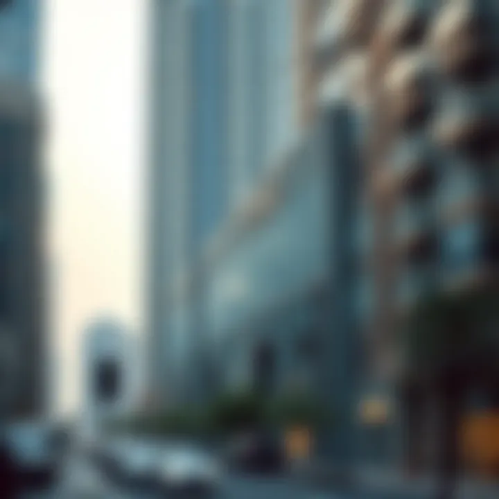 An artistic representation of برج السلام دبي integrated into the surrounding real estate developments.