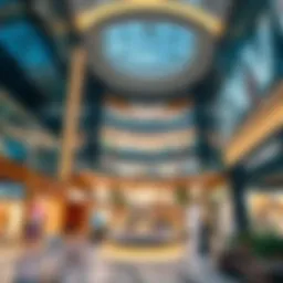 A stunning view of a luxurious shopping mall in Dubai showcasing modern architecture