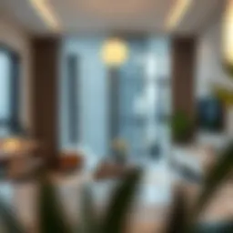 Modern studio apartment interior showcasing design elements