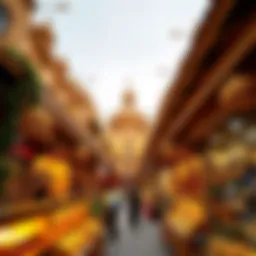 A stunning view of the Gold Souk showcasing intricate gold jewelry and traditional architecture.