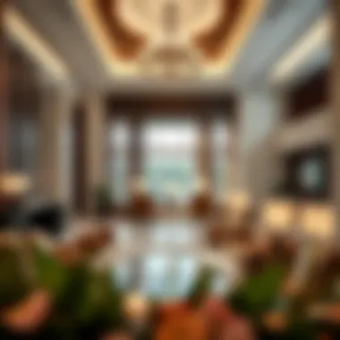 Luxurious lobby interior of Raffles Palm